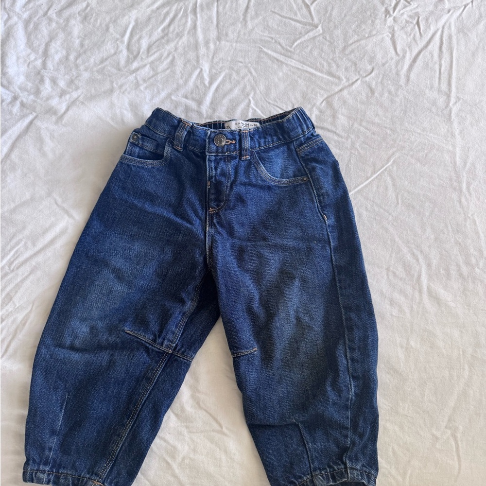 Zara Boys Dark Blue Elastic-Cuff Denim Pants